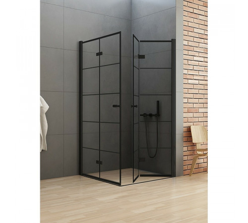 Душевой уголок New Trendy New Soleo Black 80х90 D-0287A/D-0290A профиль Черный стекло прозрачное