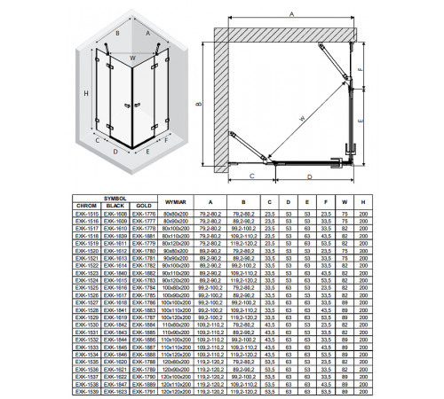 Душевой уголок New Trendy Avexa Black 100x80 EXK-1616 профиль Черный стекло прозрачное