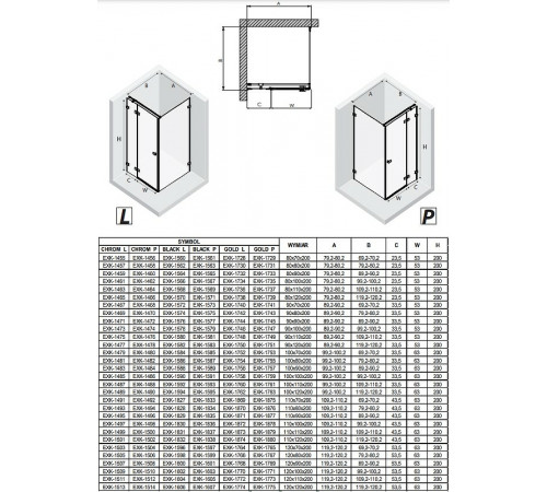 Душевой уголок New Trendy Avexa Black 100x110 L EXK-1592 профиль Черный стекло прозрачное