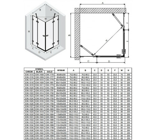 Душевой уголок New Trendy Avexa Black 100x100 EXK-1618 профиль Черный стекло прозрачное