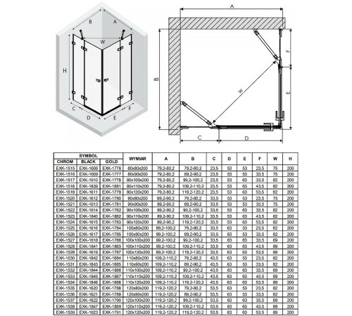 Душевой уголок New Trendy Avexa Black 100x110 EXK-1841 профиль Черный стекло прозрачное