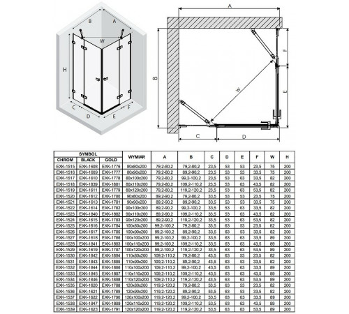 Душевой уголок New Trendy Avexa Black 100x120 EXK-1619 профиль Черный стекло прозрачное