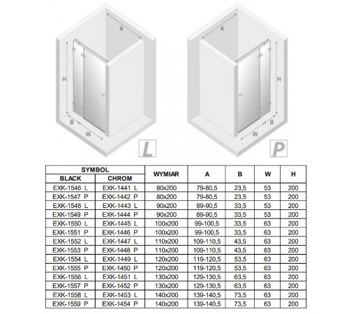 Душевая дверь New Trendy Avexa Chrome 80 L EXK-1441 профиль Хром стекло прозрачное