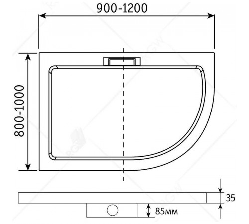 Душевой поддон из искусственного камня RGW GWS-41-L 120х90 03150492-01L Белый
