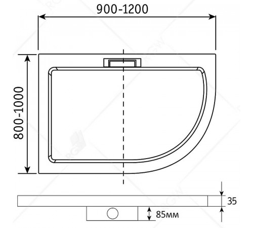 Душевой поддон из искусственного камня RGW GWS-41-L 100x90 03150490-01L Белый