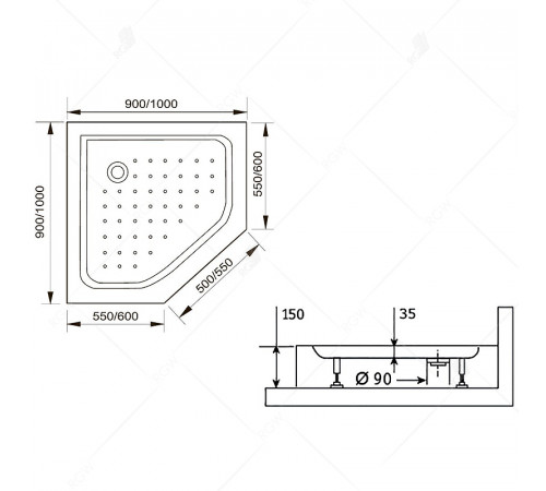 Акриловый поддон для душа RGW Acrylic LUX/TN-TR 90x90 16180599-41 Белый