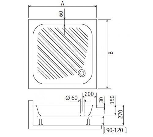 Акриловый поддон для душа RGW Acrylic B/CL-S 90x90 16180199-51 Белый