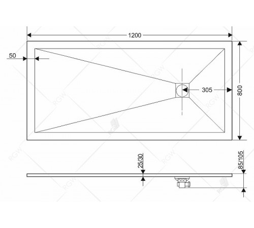 Душевой поддон из искусственного камня RGW Stone Tray ST-Tr 120x80 16152812-11 Терракот