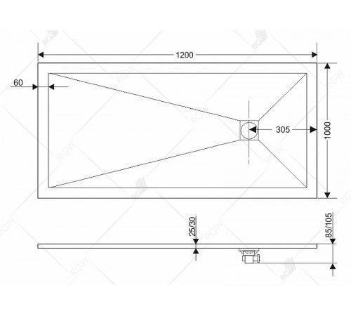 Душевой поддон из искусственного камня RGW Stone Tray ST-De 120x100 16152012-13 Песчаный