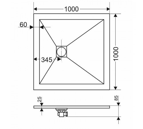 Душевой поддон из искусственного камня RGW Stone Tray ST-Co 100x100 16152010-10 Бетон