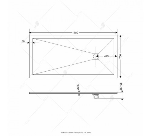 Душевой поддон из искусственного камня RGW Stone Tray ST-W 170х70 16152717-01 Белый