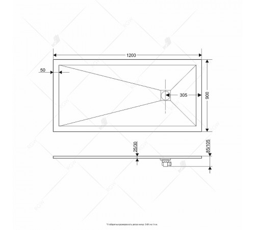 Душевой поддон из искусственного камня RGW Stone Tray ST-Co 120x90 16152912-10 Бетон Цемент