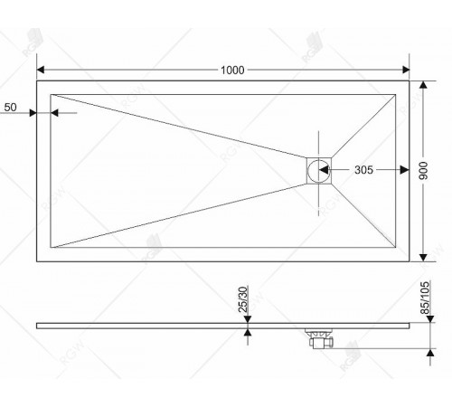 Душевой поддон из искусственного камня RGW Stone Tray ST-De 100x90 16152910-13 Песчаный