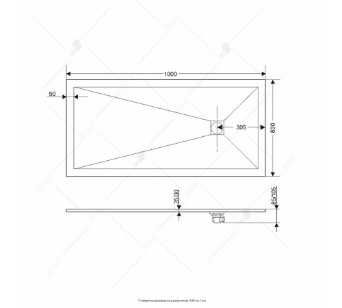 Душевой поддон из искусственного камня RGW Stone Tray ST-Co 100x80 16152810-10 Бетон Цемент