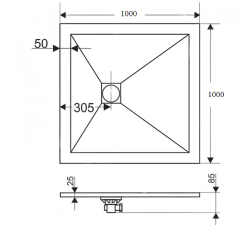 Душевой поддон из искусственного камня RGW Stone Tray ST-0100Be 100x100 16152010-03 Бежевый