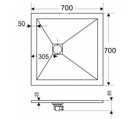 Душевой поддон из искусственного камня RGW Stone Tray ST-W 70x70 16152070-01 Белый