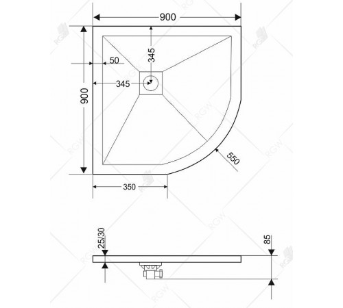 Душевой поддон из искусственного камня RGW Stone Tray ST/R-Tr 90x90 16153099-11 Терракот