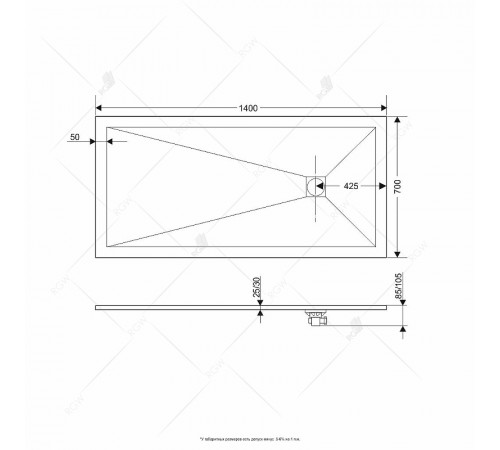 Душевой поддон из искусственного камня RGW Stone Tray ST-W 140x70 16152714-01 Белый