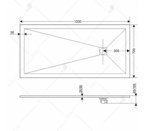 Душевой поддон из искусственного камня RGW Stone Tray ST-0167G 160x70 16152716-02 Графит