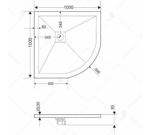 Душевой поддон из искусственного камня RGW Stone Tray ST/R-0100W 100x100 16153100-01 Белый