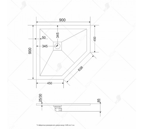 Душевой поддон из искусственного камня RGW Stone Tray ST/T-Co 90x90 16155099-10 Бетон Цемент