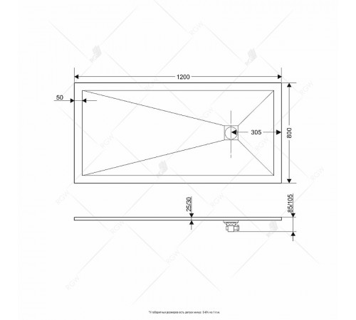 Душевой поддон из искусственного камня RGW Stone Tray ST-Co 120x80 16152812-10 Бетон Цемент