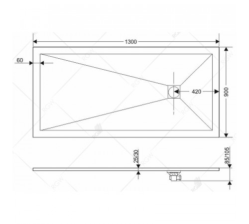 Душевой поддон из искусственного камня RGW Stone Tray ST-Co 130x90 16152913-10 Бетон