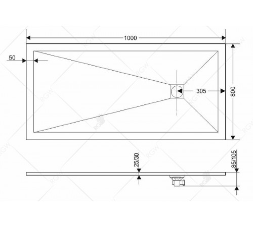 Душевой поддон из искусственного камня RGW Stone Tray ST-De 100x80 16152810-13 Песчаный