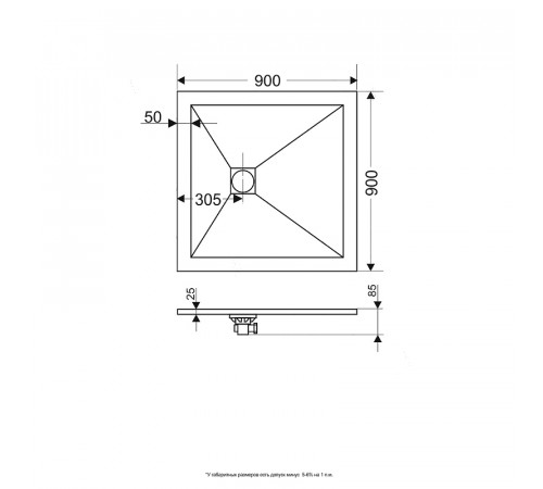 Душевой поддон из искусственного камня RGW Stone Tray ST-G 90x90 16152099-02 Графит