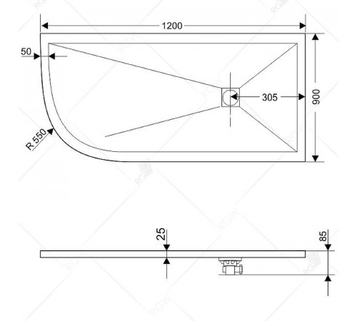 Душевой поддон из искусственного камня RGW Stone Tray ST/AR-0129W 120x90 R 16154129-01R Белый