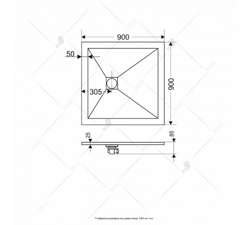 Душевой поддон из искусственного камня RGW Stone Tray ST-Co 90x90 16152099-10 Бетон Цемент