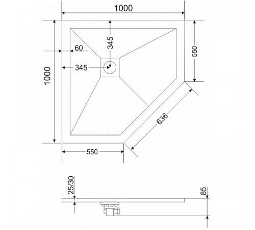 Душевой поддон из искусственного камня RGW Stone Tray ST/T-Co 100x100 16155100-10 Бетон