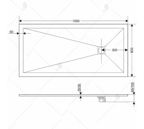 Душевой поддон из искусственного камня RGW Stone Tray ST-0108Be 100x80 16152810-03 Бежевый