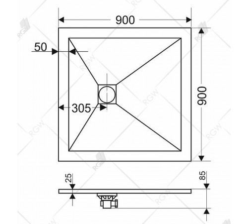 Душевой поддон из искусственного камня RGW Stone Tray ST-Tr 90x90 16152099-11 Терракот