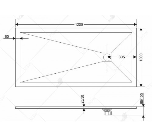 Душевой поддон из искусственного камня RGW Stone Tray ST-Tr 120x90 16152912-11 Терракот