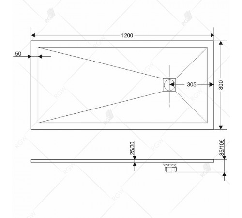 Душевой поддон из искусственного камня RGW Stone Tray ST-0128Be 120x80 16152812-03 Бежевый