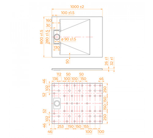 Душевой поддон из стеклопластика RGW TUS-W 100x80 553702810-01 Белый