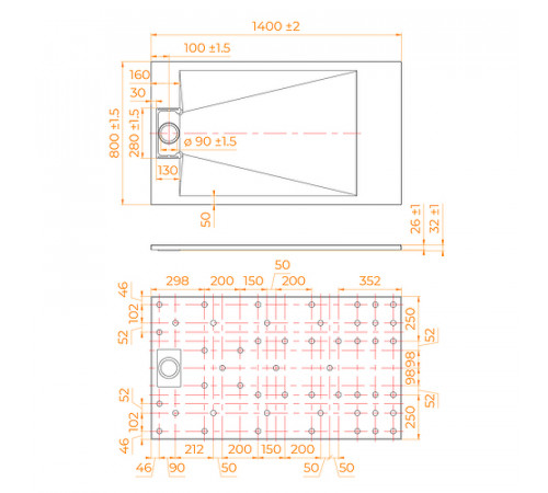 Душевой поддон из стеклопластика RGW TUS-W 140x80 553702814-01 Белый