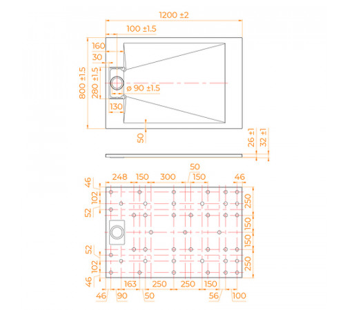 Душевой поддон из стеклопластика RGW TUS-W 120x80 553702812-01 Белый