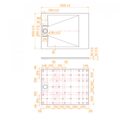 Душевой поддон из стеклопластика RGW TUS-W 120x90 553702912-01 Белый