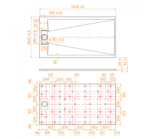 Душевой поддон из стеклопластика RGW TUS-W 150x80 553702815-01 Белый