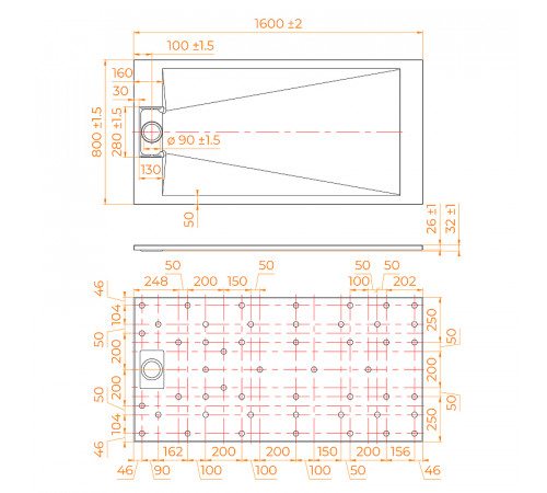 Душевой поддон из стеклопластика RGW TUS-W 160x80 553702816-01 Белый