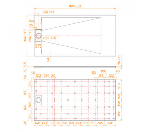 Душевой поддон из стеклопластика RGW TUS-W 180x90 553702918-01 Белый