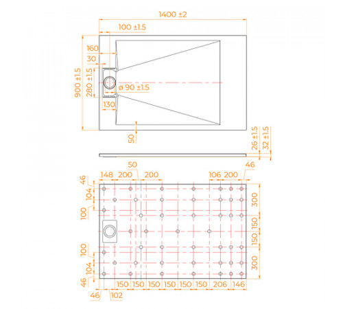 Душевой поддон из стеклопластика RGW TUS-W 140x90 553702914-01 Белый