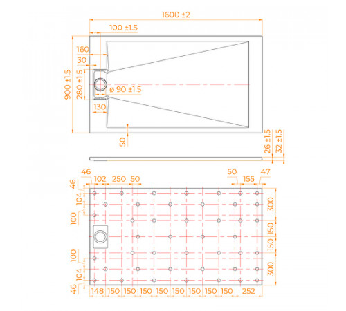 Душевой поддон из стеклопластика RGW TUS-W 160x90 553702916-01 Белый