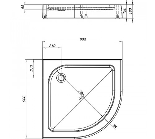 Акриловый поддон для душа Aquanet HX515 90x90 293844 Белый