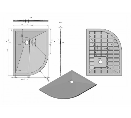 Душевой поддон из искусственного камня Vincea 120x90 L VST-4SQ9012W-L+Vsph-D132 Белый матовый