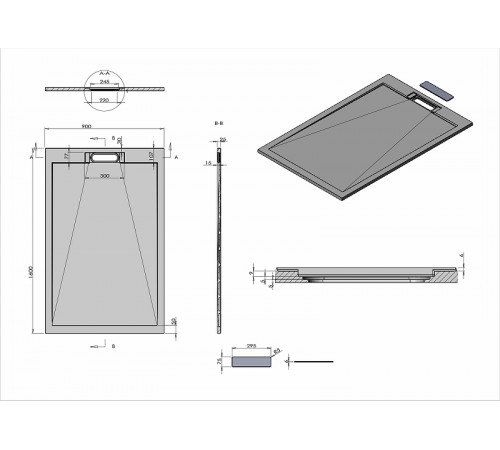 Душевой поддон из искусственного камня Vincea 160x90 VST-4SRL9016W+Vsph-D611 Белый матовый