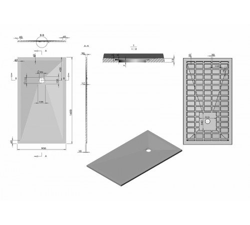 Душевой поддон из искусственного камня Vincea 160x90 VST-4SR9016W+Vsph-D132 Белый матовый