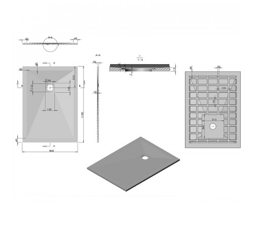 Душевой поддон из искусственного камня Vincea 110x80 VST-4SR8011G Серый